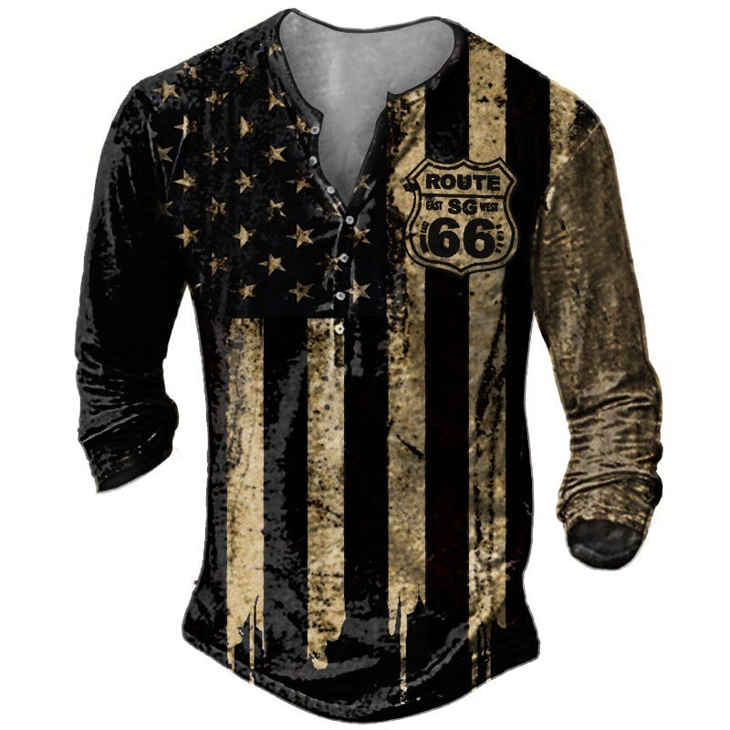 Men's Casual V-neck Long-sleeved T-shirt